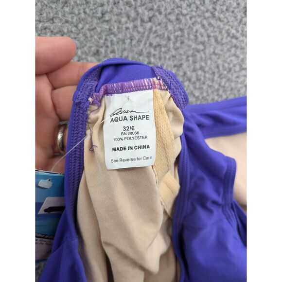NWT Dolfin Ocean Aquashape Moderate One Piece Lap Swim Suit Purple sz 32/6 - Picture 9 of 11